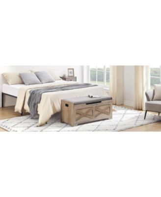 39.4" Wooden Storage Chest Entryway Bench, Toy Organizer Trunk with Safety Hinges for Bedroom and Living Room, Grey