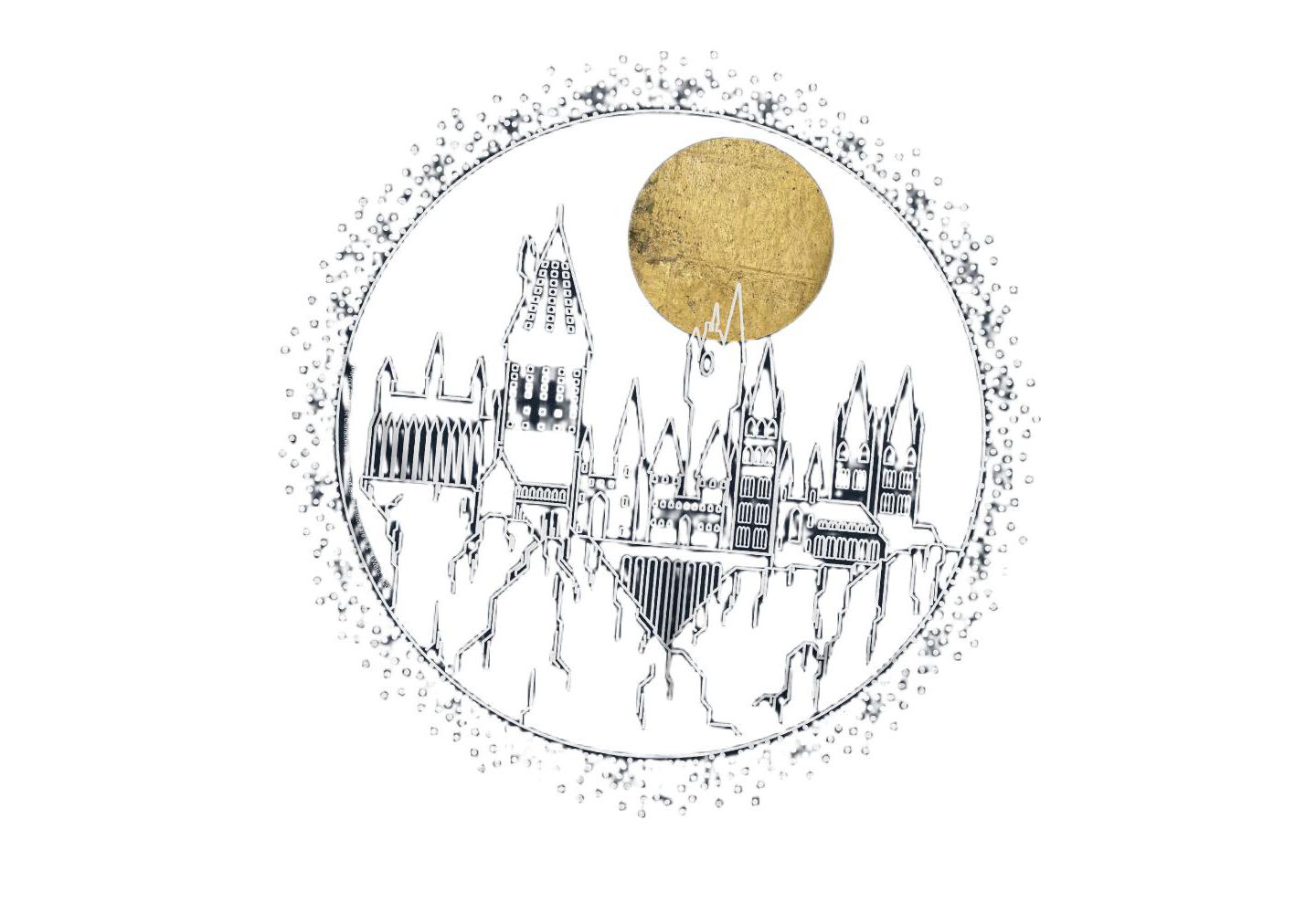 Мужская футболка Harry Potter Hogwarts Full Moon Line Art, цвет: Тёмно-синий — фото 2
