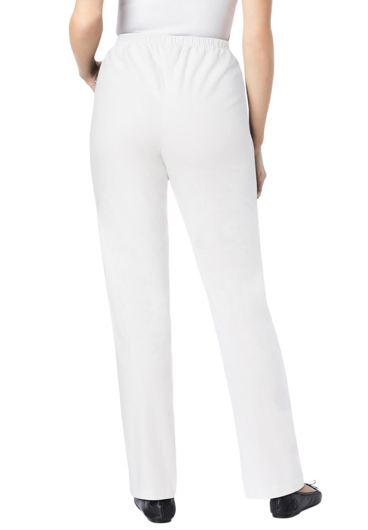 Woman Within Women's Within Tall Straight Leg Fineline Pull-On Stretch Denim Jeans view 2 — MAYCSS fashion products