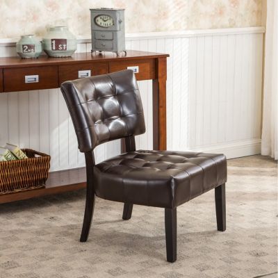 Blended Leather Accent Chair with Oversized Seat
