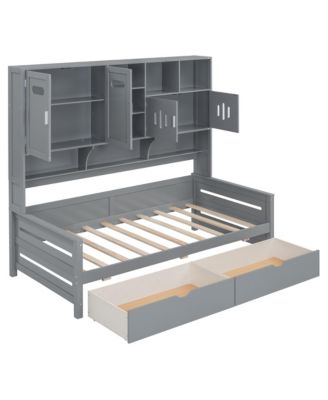 Twin Daybed with Drawers, Cabinet, & Shelf