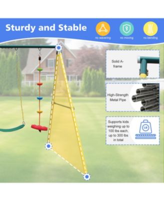 Boys Safe & Fun Swing Set 2-Seat with Safety Belt