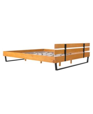 Pine Wood & Iron Bed Frame - Modern Industrial