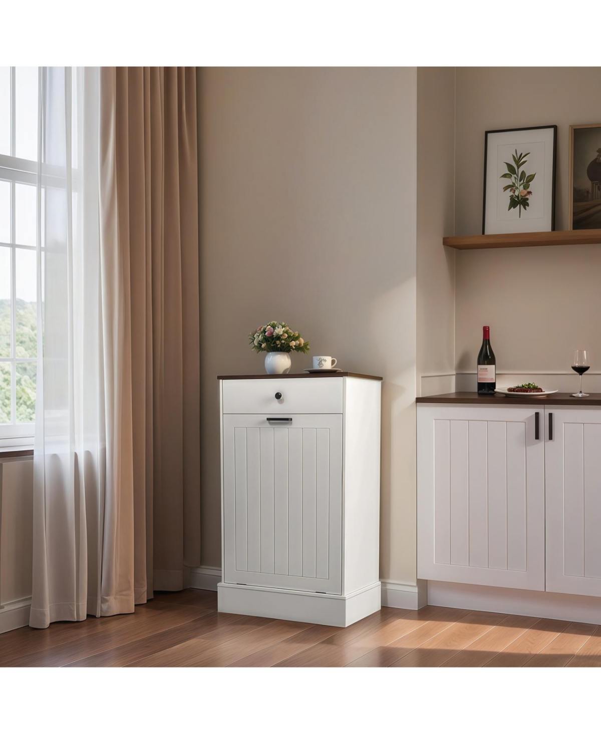 Streamdale Furniture Tilt Out Trash Can Cabinet with Drawer