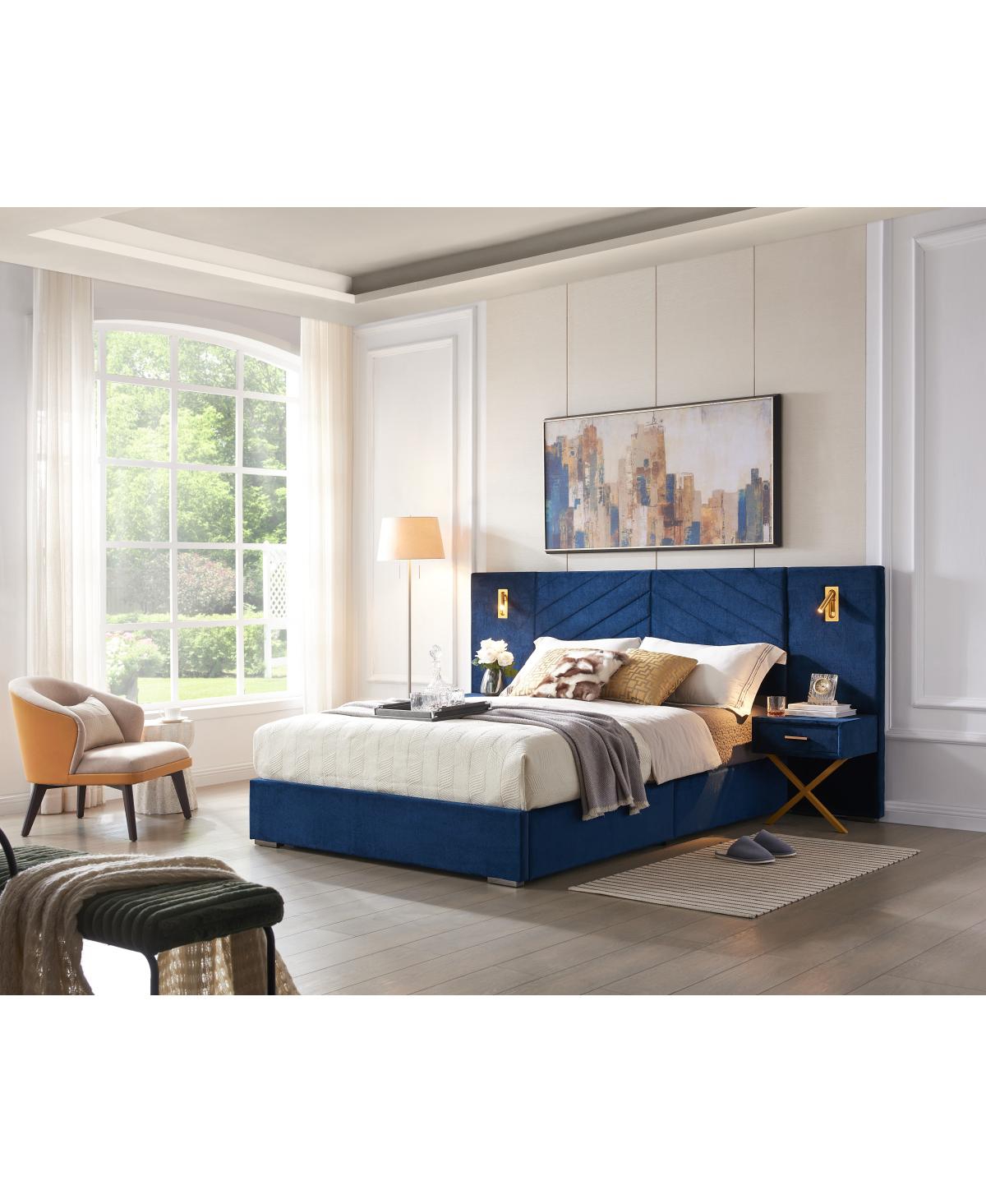 Streamdale Furniture Streamdale King Size Velvet Bed Frame with Tufted Wingback Headboard