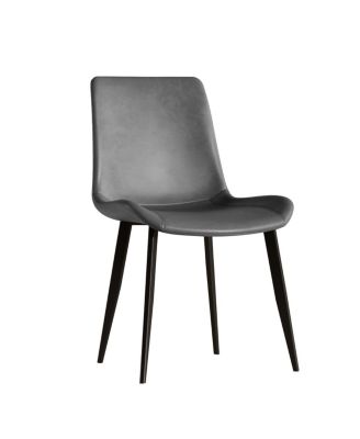 Streamdale Dining Chairs Set of 4, Modern PU Leather Metal Dining Chairs - Gray