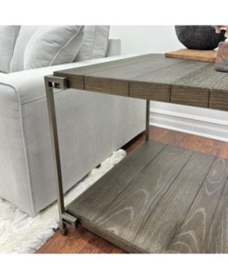 Metal Frame Wood Living Room Coffee Table with Casters