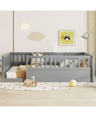 Montessori Floor Bed Frame with Fence