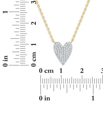 Pave Heart Diamond Pendant Necklace (1/6 ct. t.w.) in 14k Yellow Gold Over Sterling Silver