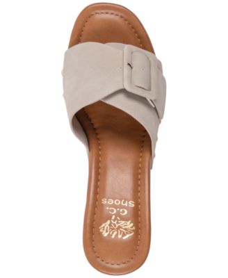 Women's York Buckle Wooden Block Heel Platform Sandals