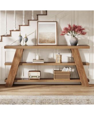 70.9" Extra Long Console Table with Storage, 3-Tier Narrow Wooden Sofa Table Behind The Couch, Farmhouse Entry Foyer Table