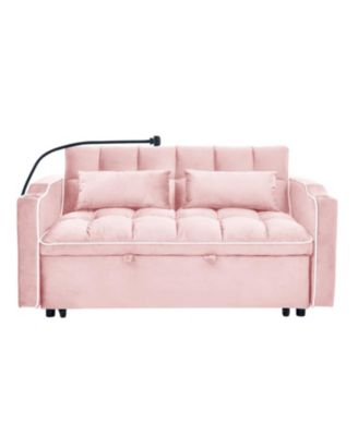 55" Versatile Foldable Sofa Bed with USB Port, Ashtray, and Phone Stand