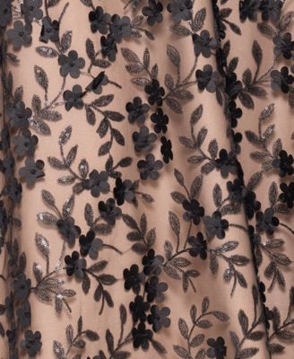 Plus Size Embellished 3D Flower Ball Gown