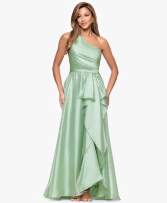 Women's Metallic Draped One-Shoulder Gown
