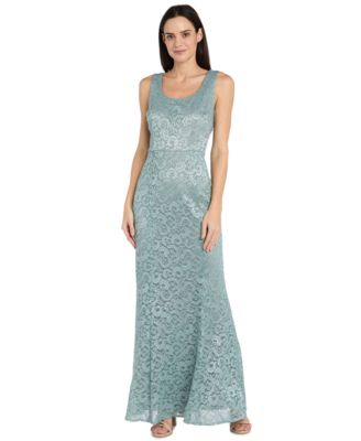 Petite 2-Pc. Metallic-Lace Gown & Jacket Set
