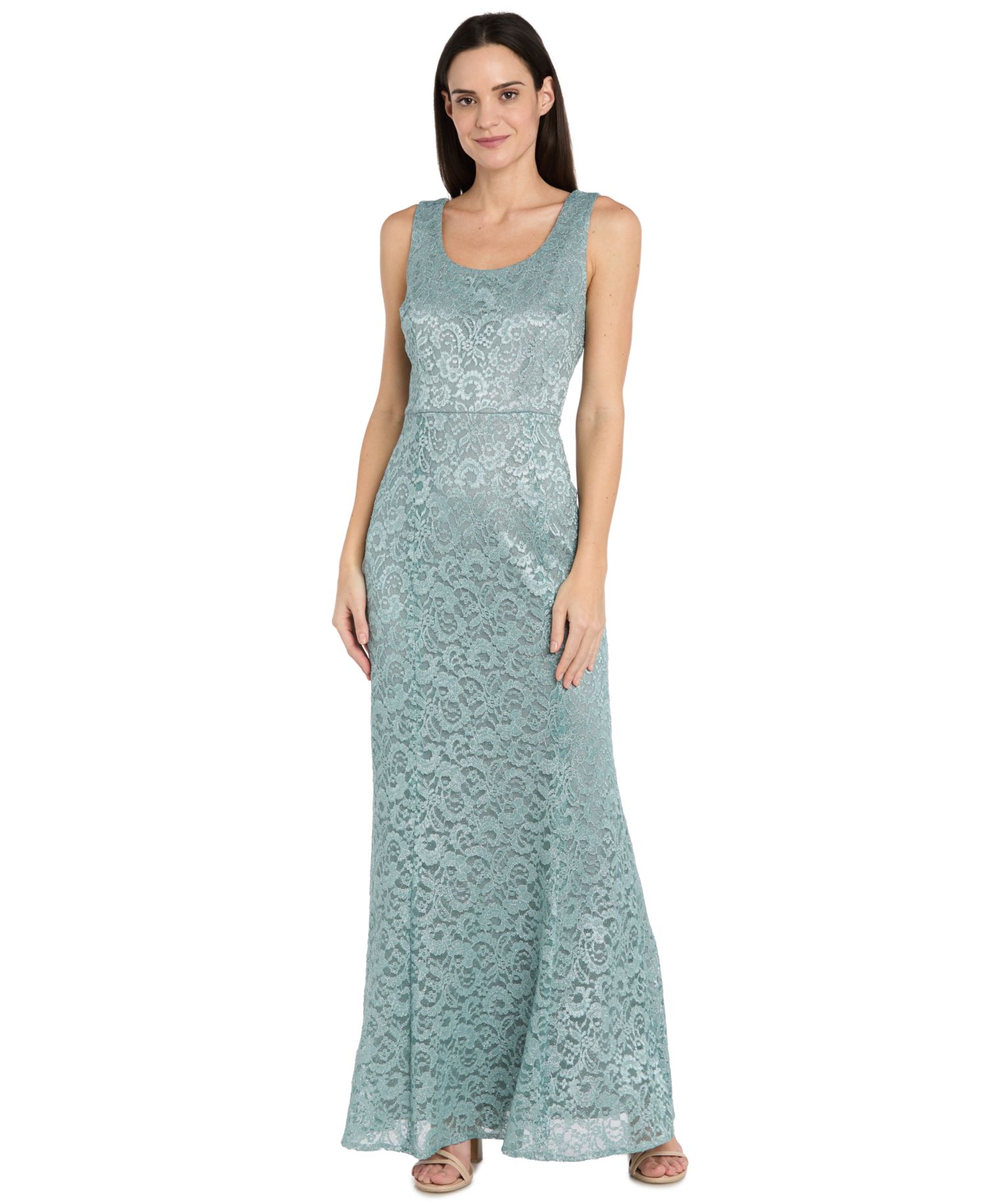 Petite 2-Piece Metallic-Lace Gown & Jacket Set