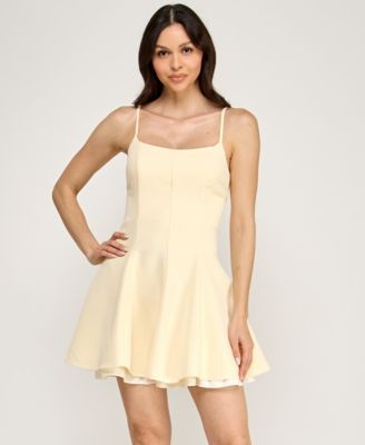Juniors' Square Neck Short Dress