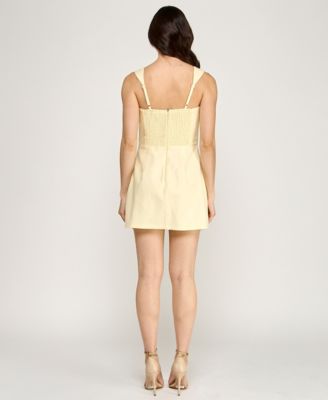 Juniors' Square Neck Sleeveless Short Dress