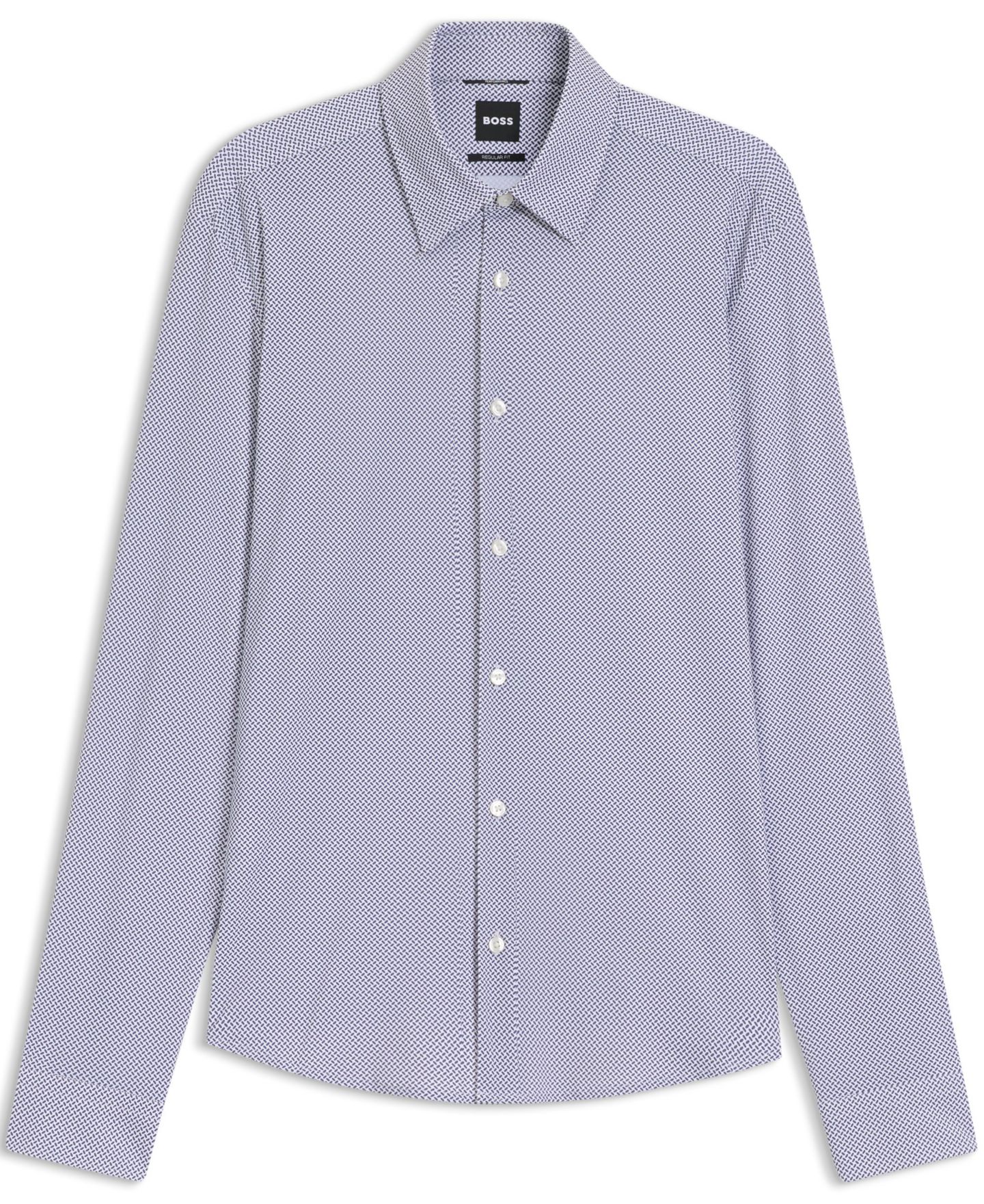 Мужская рубашка Hugo Boss Printed Performance-Stretch Regular-Fit Dress Shirt, цвет: Белый — фото 3