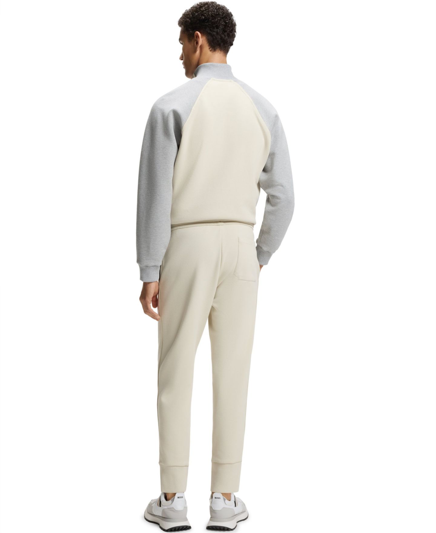 Мужские брюки Hugo Boss Cotton-Blend Tracksuit, цвет: Бежевый — фото 5