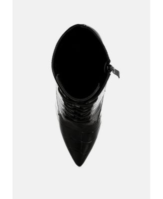 Womens Mesta Croco Textured Stiletto Boots