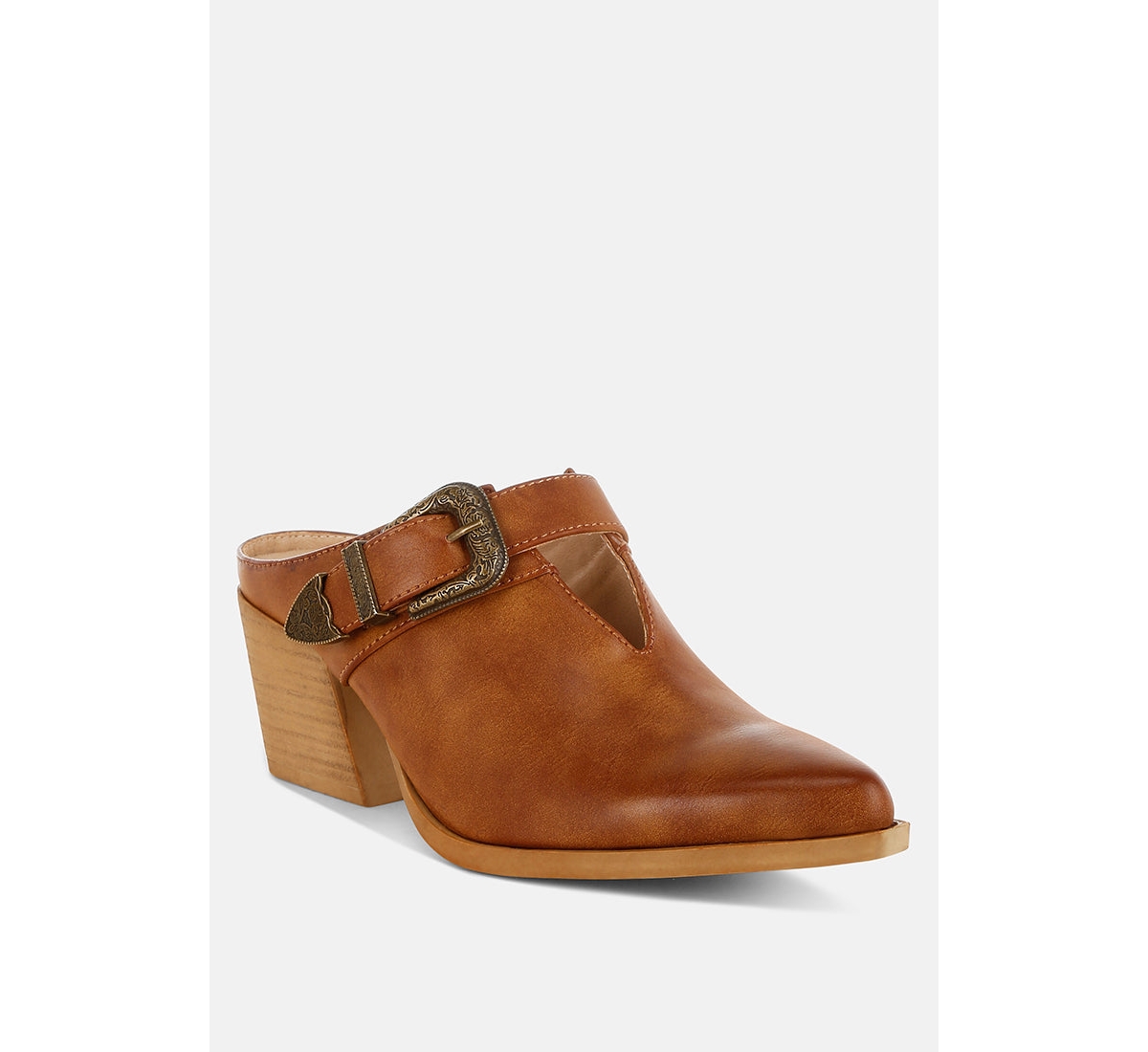 Rag & Co Womens Women Holler Carved Buckle Statement Mules