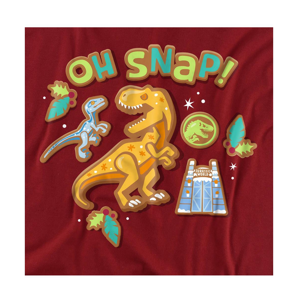 Jurassic Park Men's World Oh Snap Dinosaur Christmas Cookies T Shirt