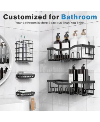 5-Piece Stainless Steel Shower Organizer Set for Bathroom Storage