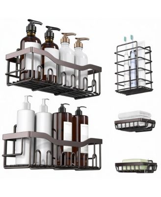 5-Piece Stainless Steel Shower Organizer Set for Bathroom Storage