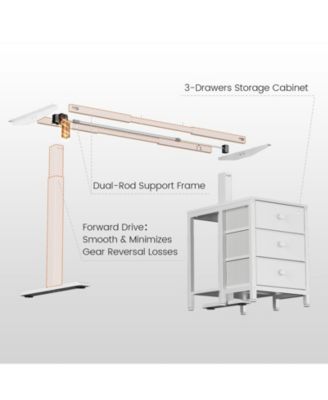47x24" Sit-Stand Desk Height Adjustable Computer Desk with 2 Hooks, Storage Drawers, Printer Cabinet, Brown
