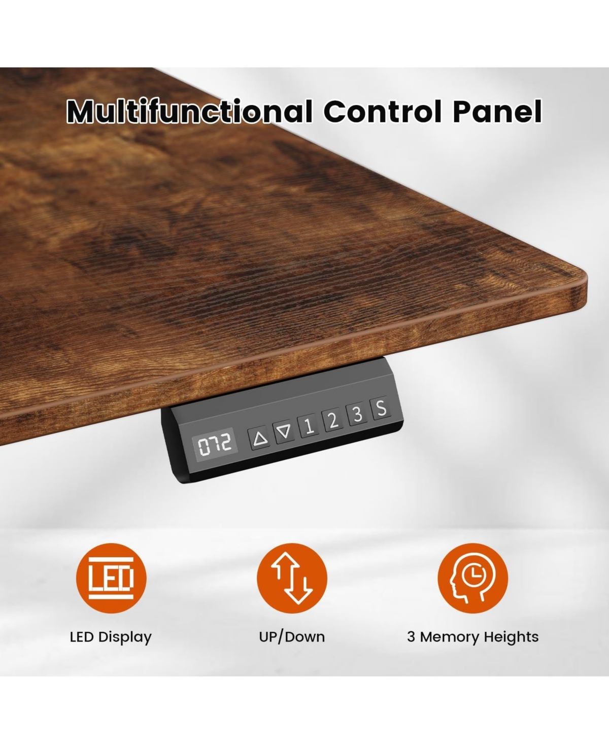 Homlux 47x24" Sit-Stand Desk Height Adjustable Computer with 2 Hooks, Storage Drawers, Printer Cabinet, Brown