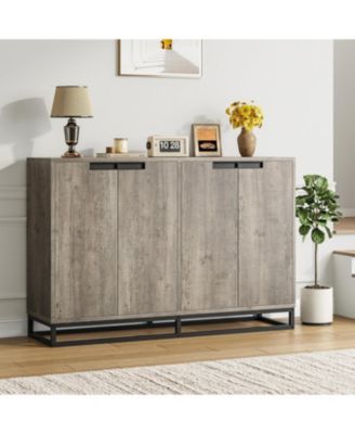 55" Buffet Sideboard Storage Cabinet, Modern Entryway Console with Adjustable Shelves, Grey