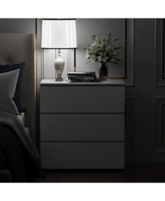 Nightstand with 3 drawers,Bedside table, For bedroom,White