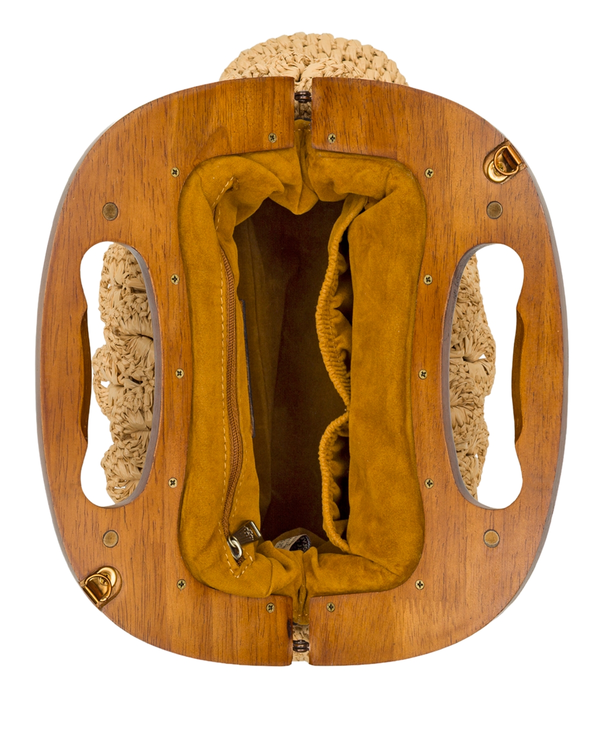 Patricia Nash Scalloped Raffia Medium Sandrine Wooden Frame Crossbody Bag