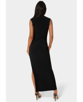 Womens Square Neck High Slit Midi Dress