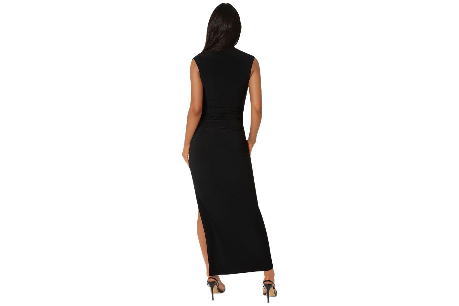 Womens Square Neck High Slit Midi Dress