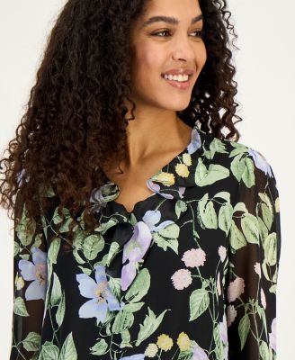 Women's Ruffle-Trim V-Neck Blouse