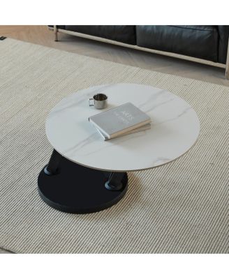 Round Nested Coffee Tables - Faux Marble Top with Metal Frame