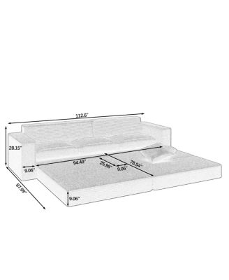 Corduroy L-Shape Modular Sectional Sofa - Unfolds into a Bed