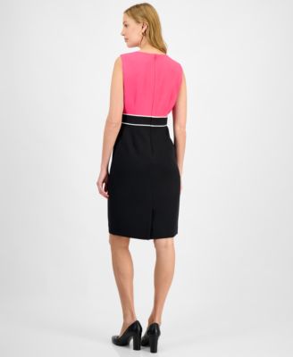 Petite Crewneck Sleeveless Structured Career Dress