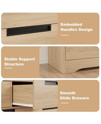 7-Drawer Dresser, Modern Double Chest of Drawers with Embedded Handles Design