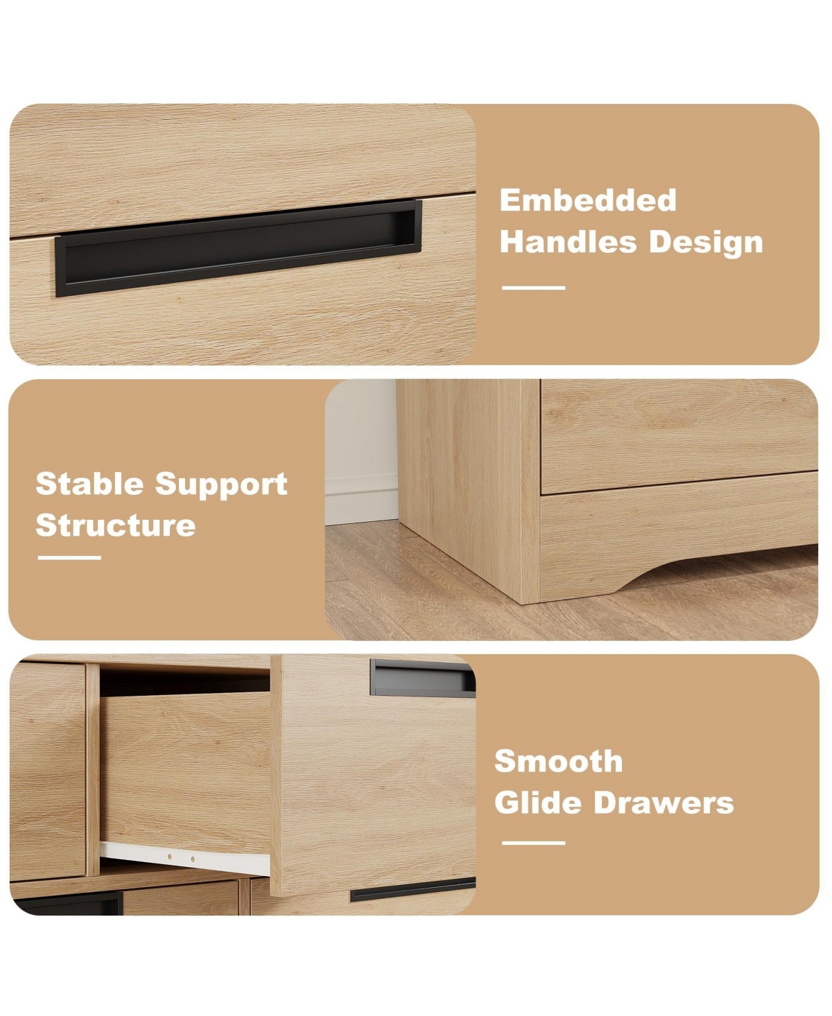 gaomon 7-Drawer Dresser, Modern Double Chest of Drawers with Embedded Handles Design