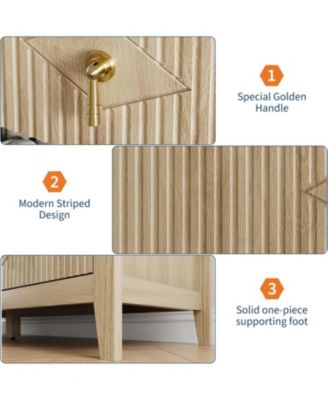 Wide Fluted Dresser, 7 Drawer Modern Wood Storage Chest for Bedroom, Living Room or Entryway