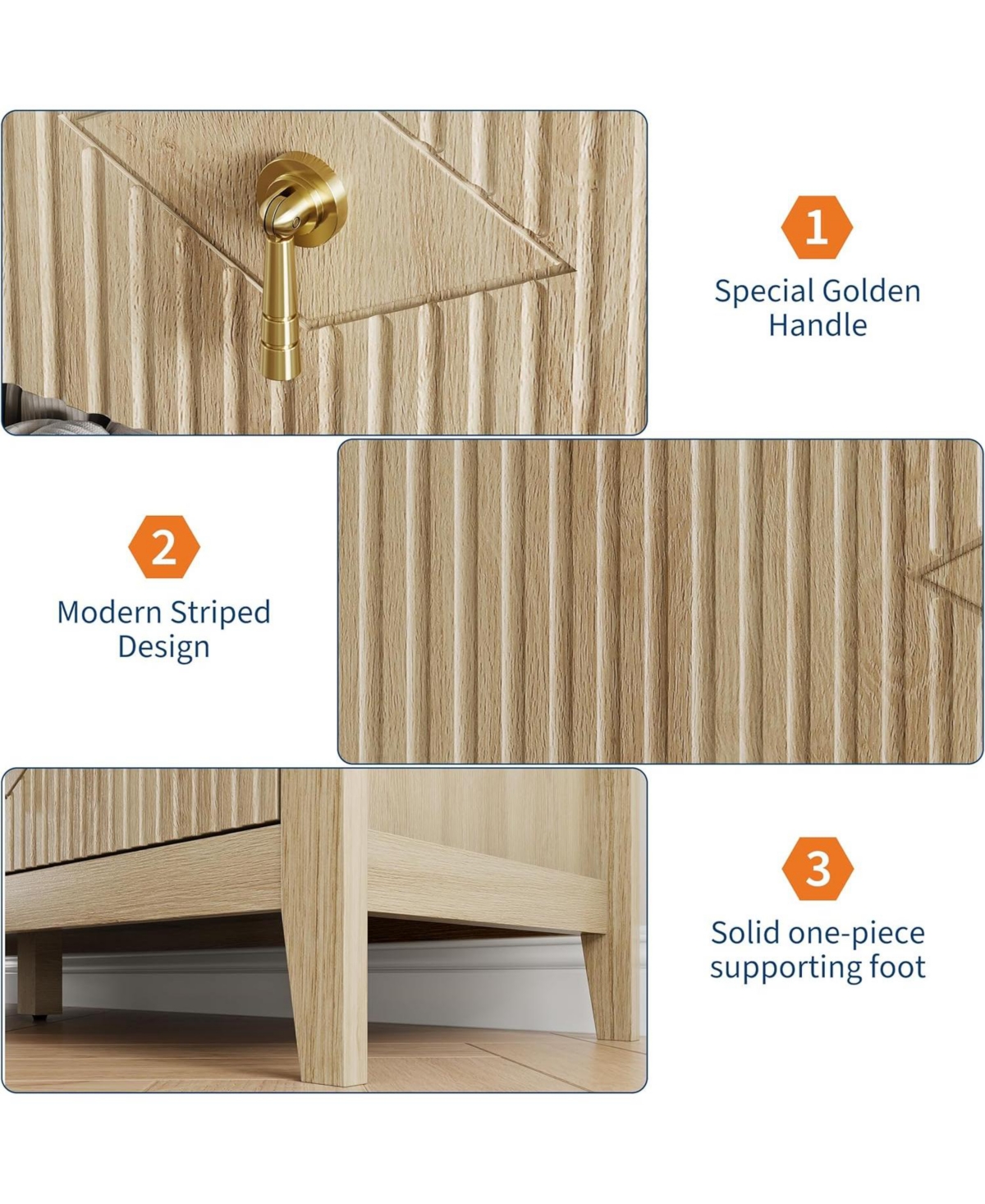 gaomon Wide Fluted Dresser, 7 Drawer Modern Wood Storage Chest for Bedroom, Living Room or Entryway