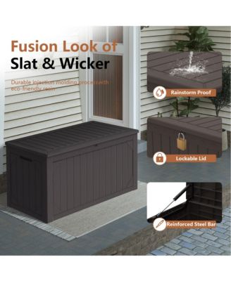 100 Gallon Storage Box, Large Outdoor Deck Box for Patio Furniture Cushions, Garden Tools