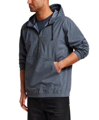 Men's Distressed Poplin Pull-On Hoodie Jacket
