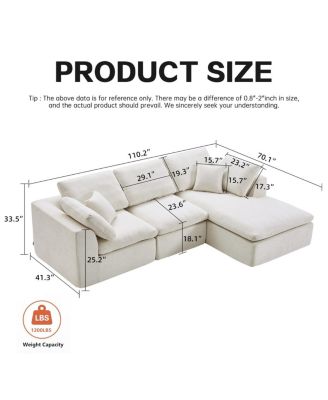 Modern L-Shaped Sectional Sofa with Chaise Lounge, Corduroy Couch