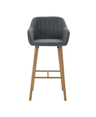 Modern Linen Bar Stools Set of 2 with Back & Armrest