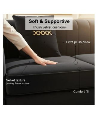  Modern Velvet Sofa with Vertical Channel Tufting