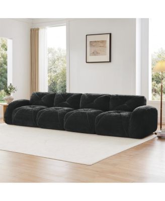  Soft Velvet Boneless Sofa, Ergonomic, No Assembly, Black